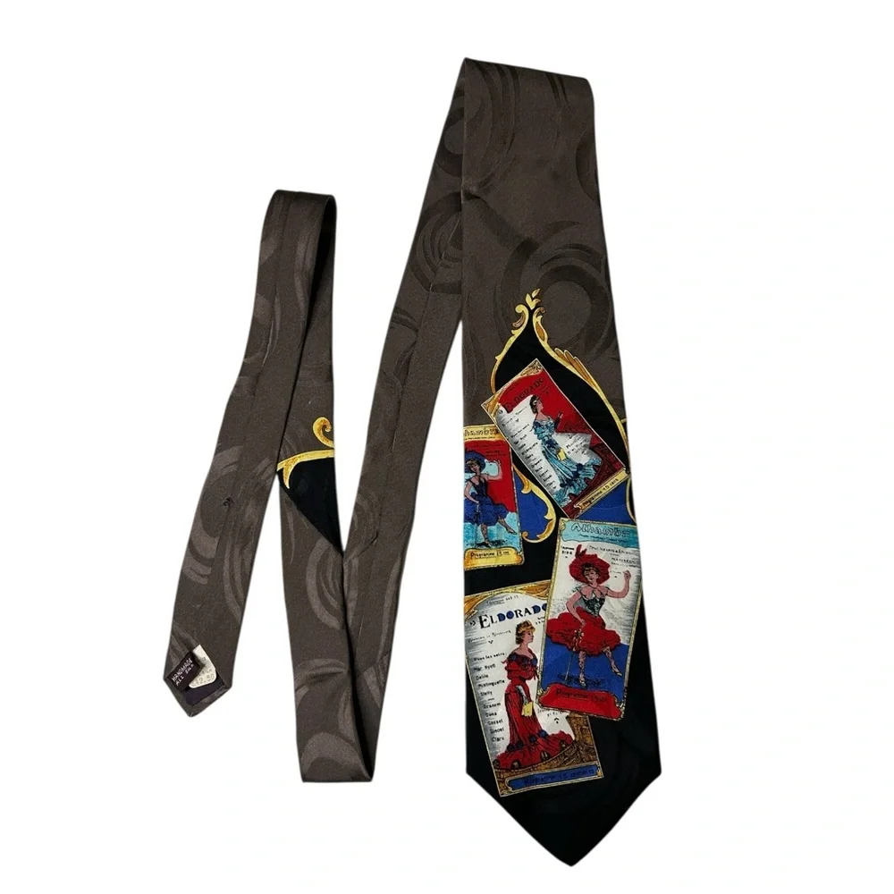 Silk Tie French Cabaret Poster Art Black Dramatic Alhambra Eldorado Mistinguette
